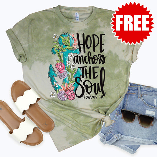 Hope Anchors the Soul Tee - Tie Dye Basil Haze - 0
