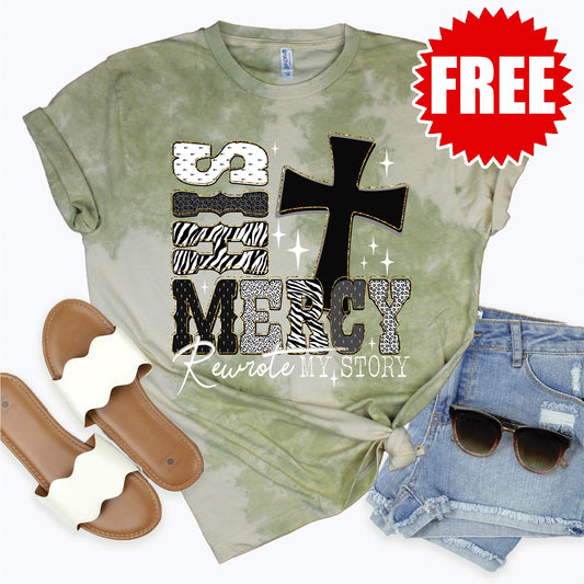 His Mercy Tee - Tie Dye Basil Haze - 0