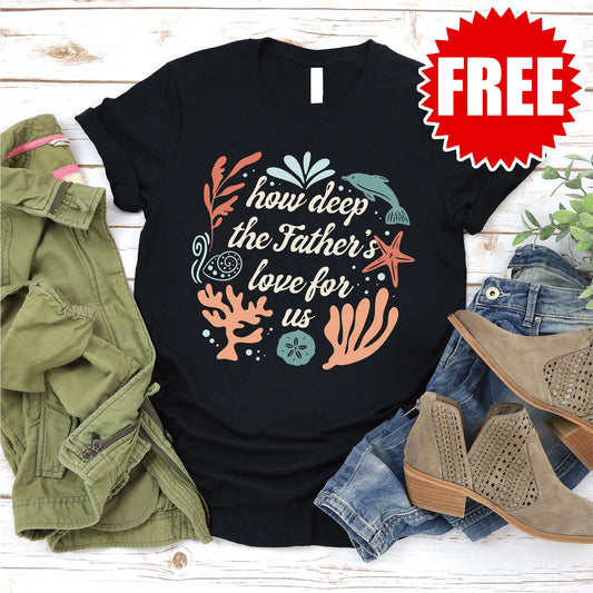 How Deep The Father's Love Tee - Black - FREE