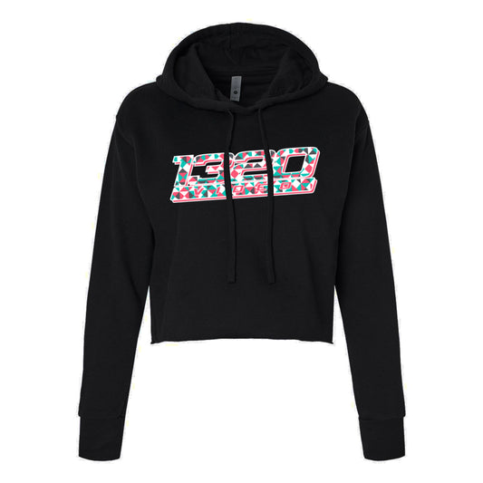 1320Video Women's Black Geometric Crop Hoodie