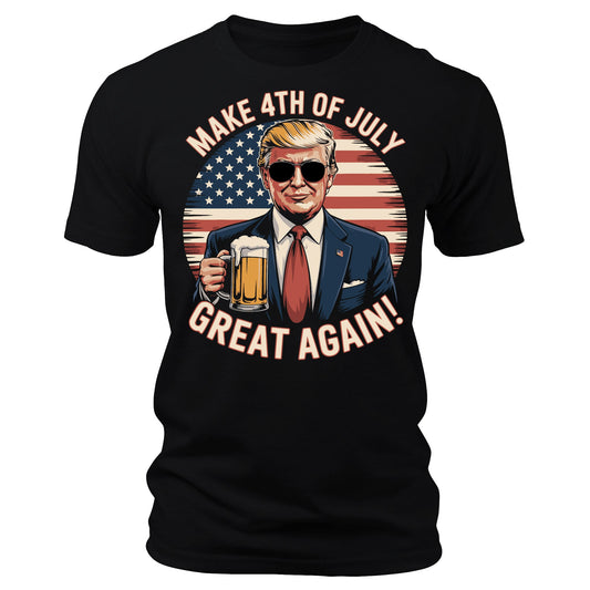 Make 4th Of July Great Again T-Shirt Men's Funny Patriotic American Flag Trump Graphic Tees