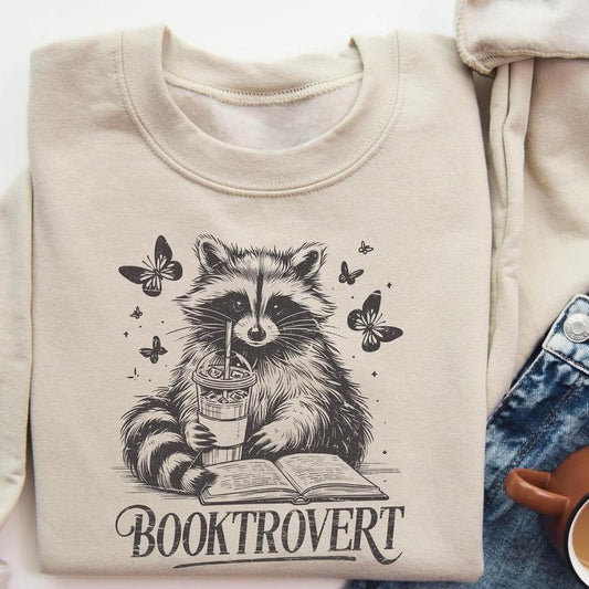 Booktrovert Sweatshirt, Book Lover Gifts, Reading Sweater, Reading Shirt, Raccoon Sweatshirt, Funny Raccoon Sweater, Bookish Sweatshirt