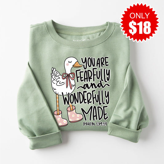 Fearfully and Wonderfully Made Sweatshirt - Heather Sage - 18
