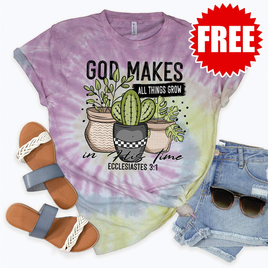 God Makes All Things Grow Tee - Desert Rose Tie Dye - 0