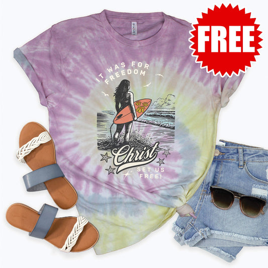 Christ Set Us Free Tee - Desert Rose Tie Dye - 0