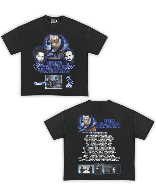 Drake/J. Cole "Big As The What?" Tribute Vintage Shirt: Front/Back (Vintage Black)
