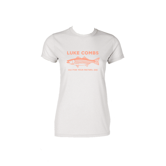 FYW Womens Striper SS Performance Tee - White