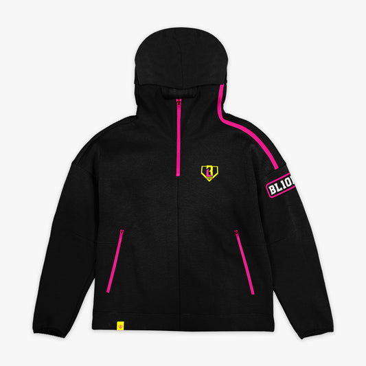 Game Day 1/4 Zip Hoodie - Black/Pink/Yellow
