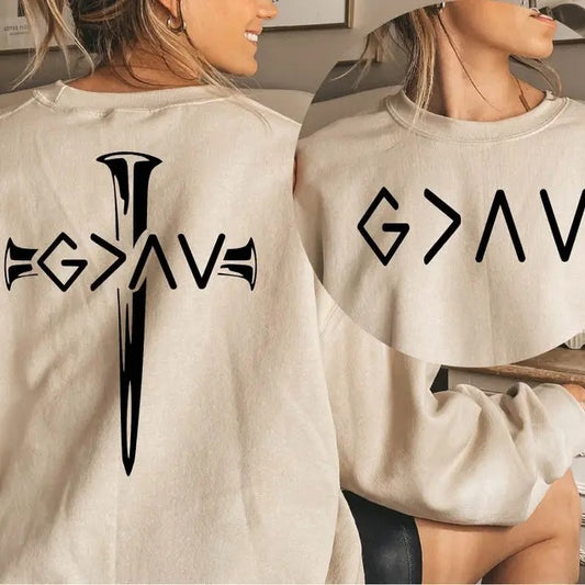 God Is Greater Than The Highs And Lows Hoodie, God is Greater Than The Highs and Lows Crewneck ,Christian Sweatshirt , Back and Front Jesus  T-shirt, sweater and Hoodie