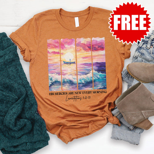 His Mercies Tee - Heather Autumn - FREE