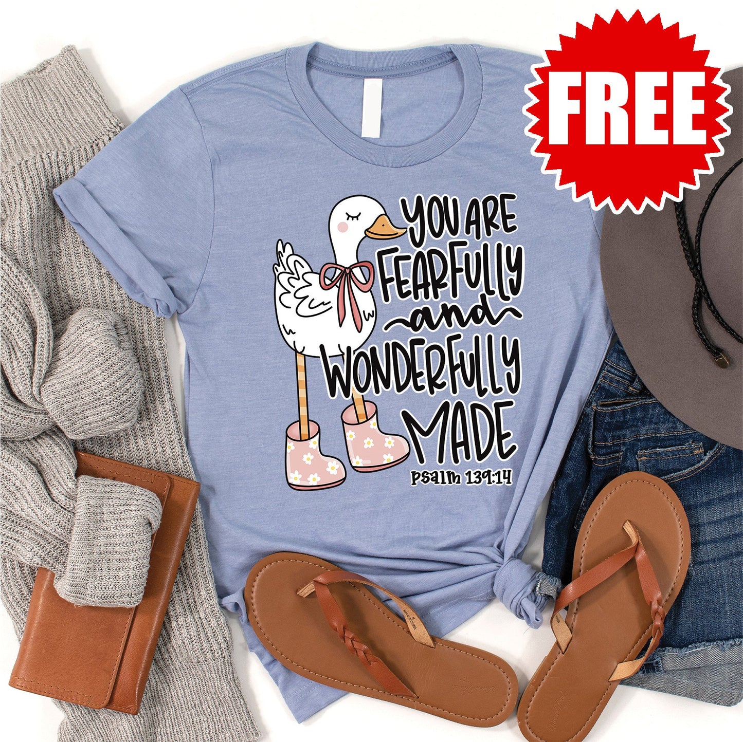 Fearfully and Wonderfully Made Tee - Heather Blue - 0