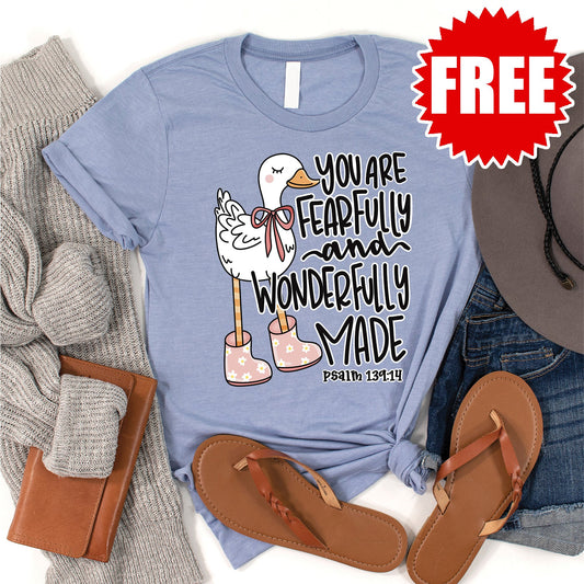 Fearfully and Wonderfully Made Tee - Heather Blue - 0