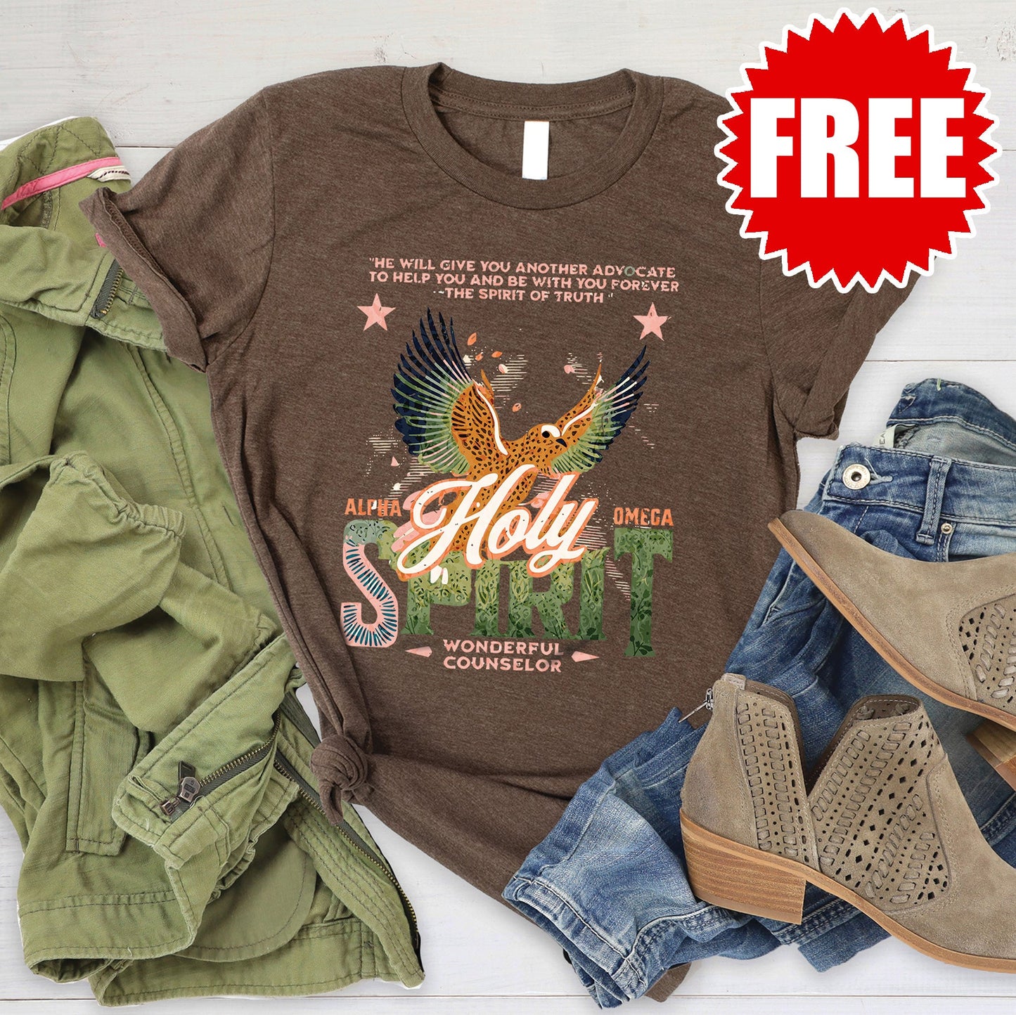 Holy Spirit Tee - Heather Brown - 0