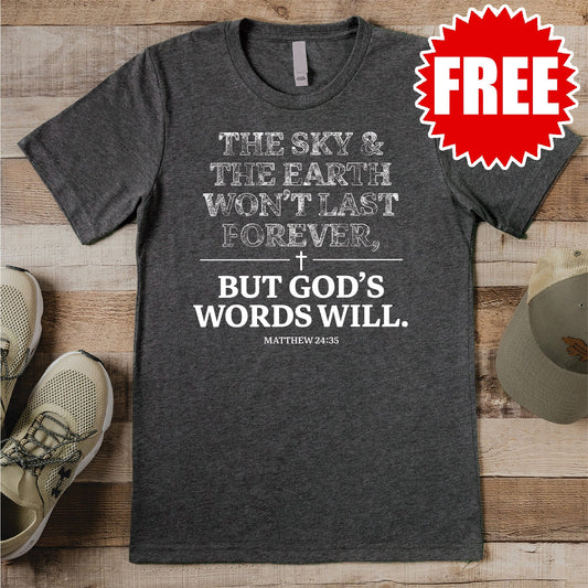 His Words Tee - Heather Charcoal - 0