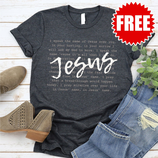 I Speak The Name of Jesus Tee - Heather Charcoal Style001