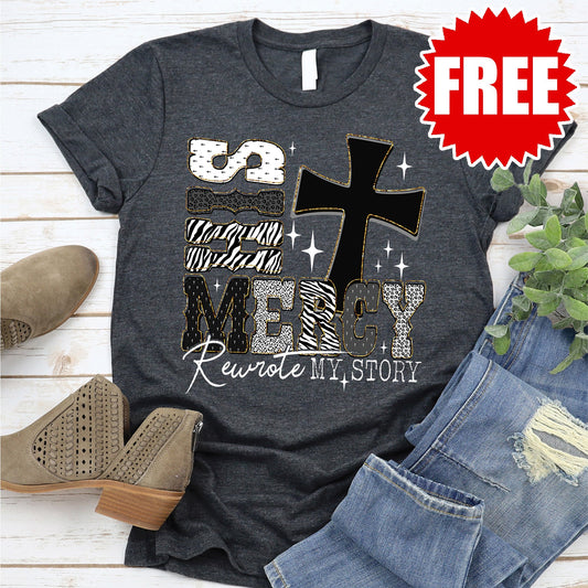 His Mercy Tee - Heather Charcoal - 0 Style001