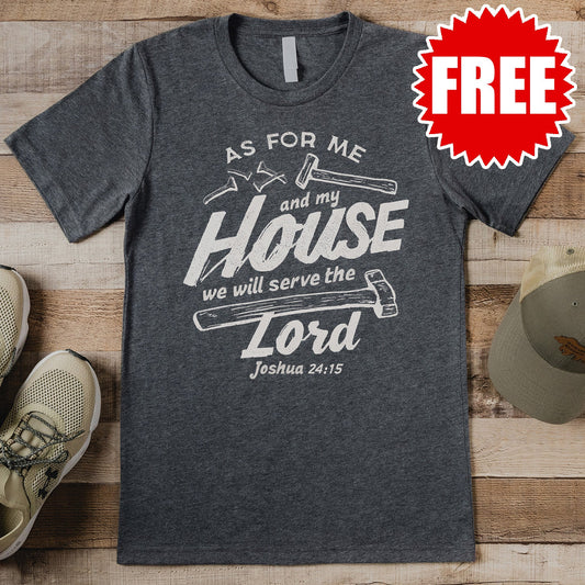 My House Will Serve the Lord Tee - Heather Charcoal - 0