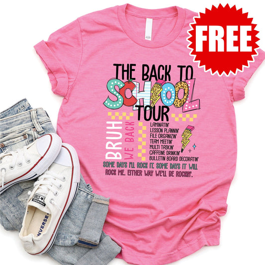 Back to School Tour Tee - Heather Charity Pink - 0