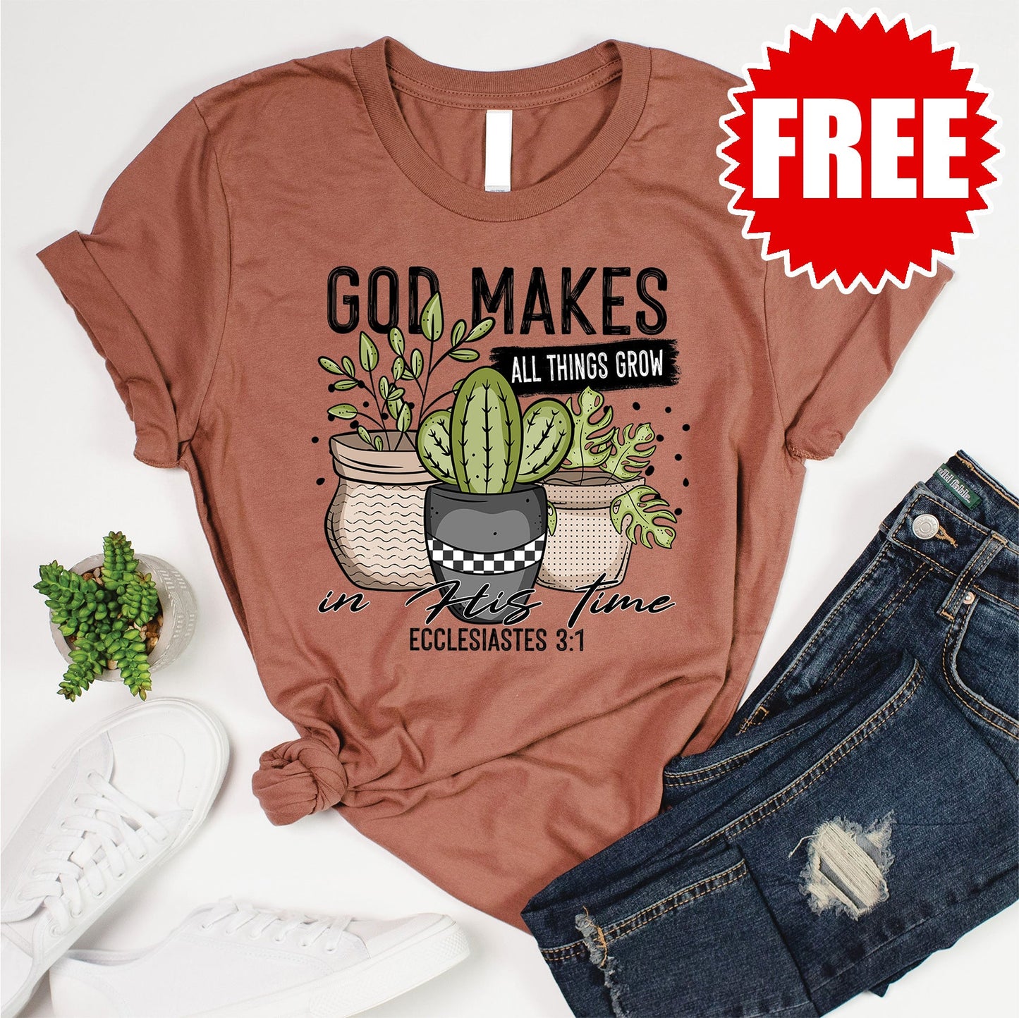 God Makes All Things Grow Tee - Heather Chestnut - 0