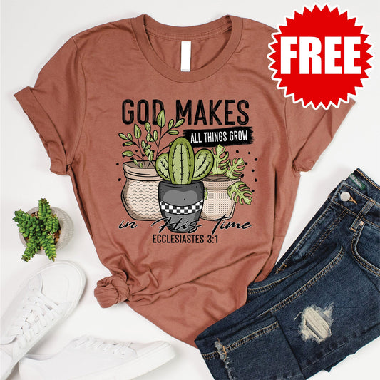 God Makes All Things Grow Tee - Heather Chestnut - 0