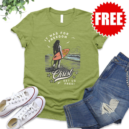 Christ Set Us Free Tee - Heather Cucumber Mint - 0