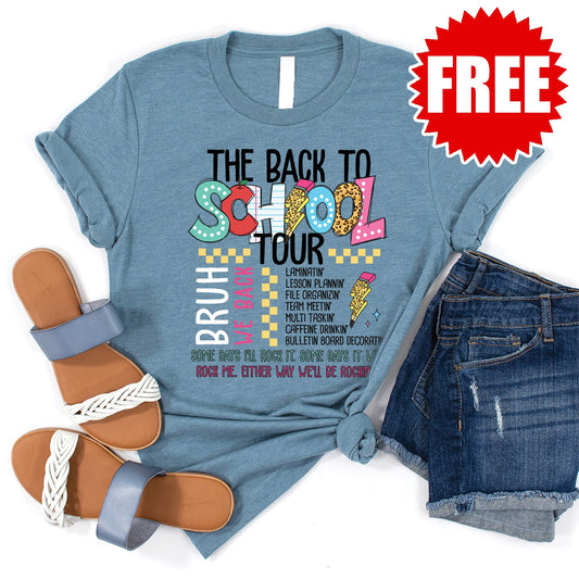 Back to School Tour Tee - Heather Denim - 0