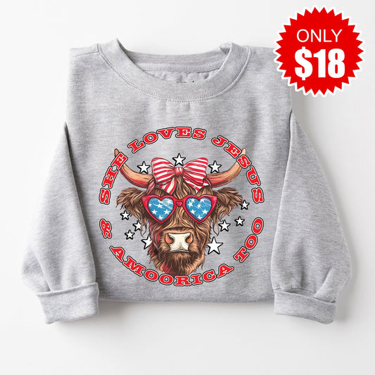 Amoorica Too Sweatshirt - Heather Grey - 18