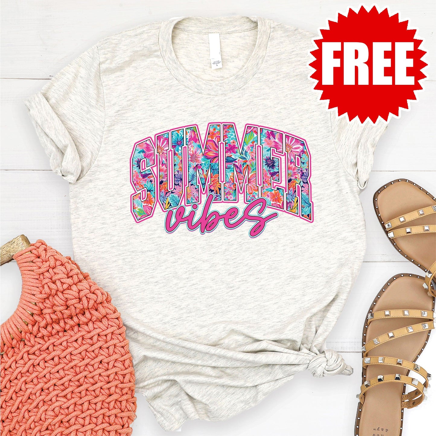 Summer Vibes Tee - Heather Oatmeal - 0 Style001