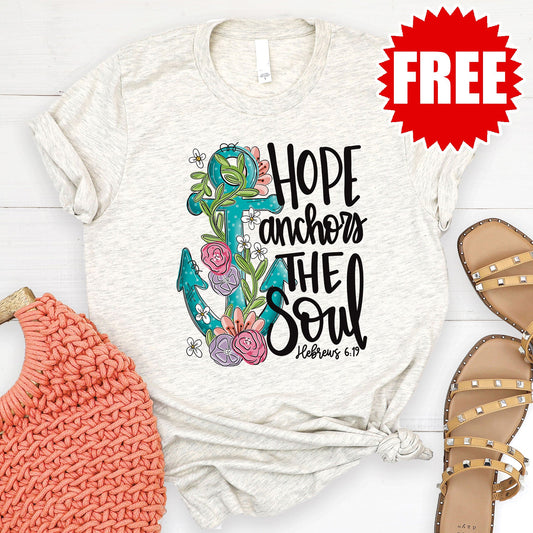 Hope Anchors the Soul Tee - Heather Oatmeal - 0