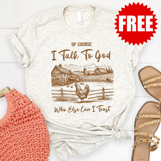 I Talk to God Tee - Heather Oatmeal - 0