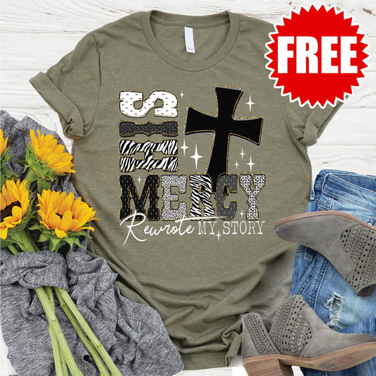 His Mercy Tee - Heather Olive - 0 Style001