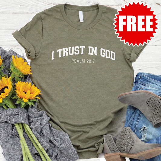 I Trust in God Tee - Heather Olive - 0
