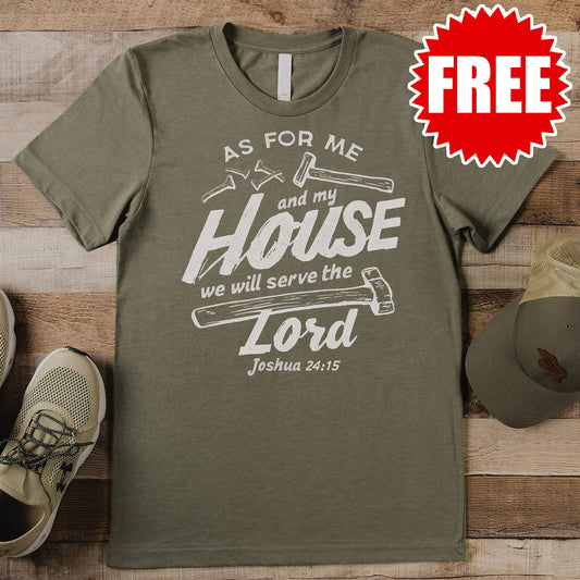 My House Will Serve the Lord Tee - Heather Olive - 0