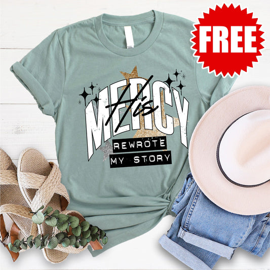 His Mercy Tee - Heather Sage - 0