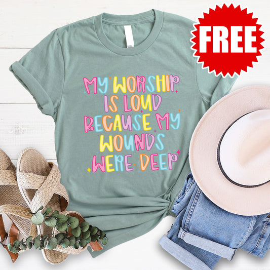 My Worship is Loud Tee - Heather Sage - 0 Style001