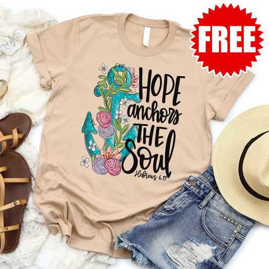 Hope Anchors the Soul Tee - Heather Beach - 0