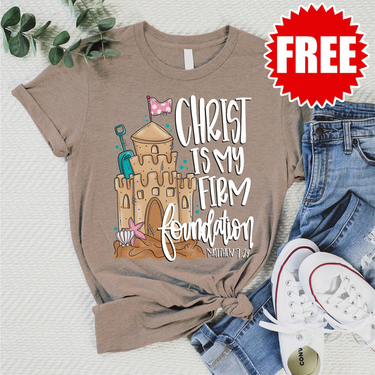 Christ is My Firm Foundation Tee - Heather Coconut Cream - 0