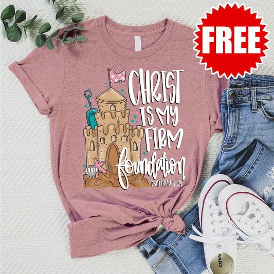 Christ is My Firm Foundation Tee - Heather Guava - 0