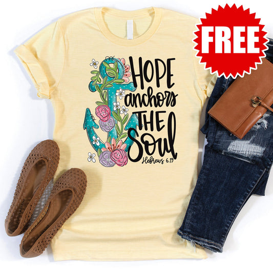 Hope Anchors the Soul Tee - Heather Lemonade - 0