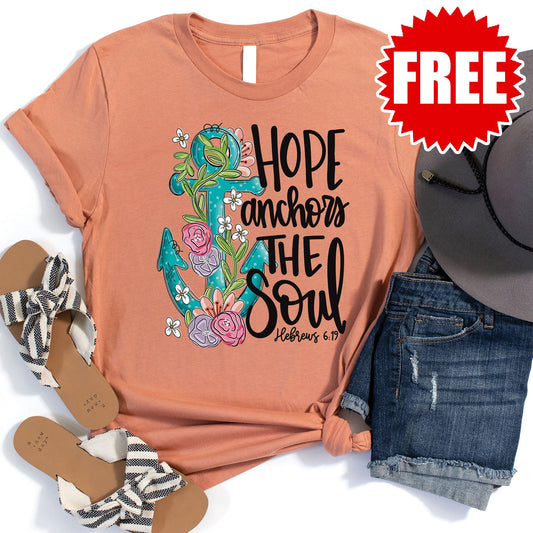 Hope Anchors the Soul Tee - Heather Peach Sorbet - 0