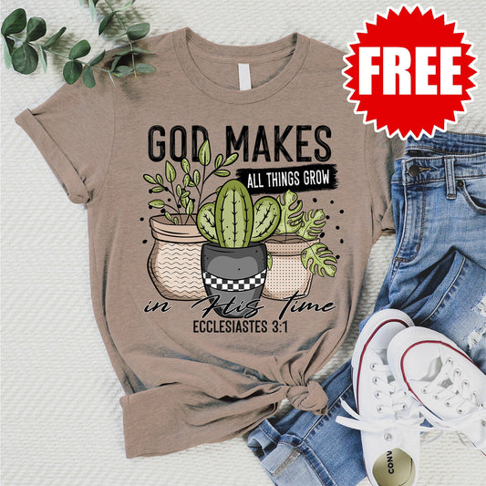 God Makes All Things Grow Tee - Heather Atmosphere - 0