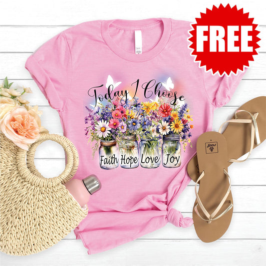 I Choose Tee - Heather Bubble Gum - FREE