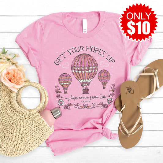 Hopes Up Balloon Tee - Heather Bubble Gum