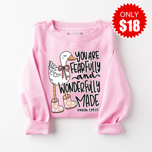 Fearfully and Wonderfully Made Sweatshirt - Heather Bubble Gum - 18