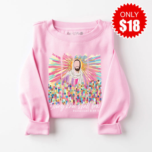Jesus Watercolor Sweatshirt - Heather Bubble Gum - 18
