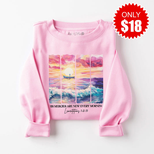 His Mercies Sweatshirt - Heather Bubble Gum - 18