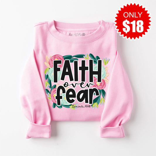 Faith Over Fear Sweatshirt - Heather Bubble Gum - 18