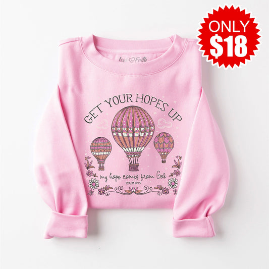 Hopes Up Balloon Crewneck Sweatshirt - Heather Bubble Gum