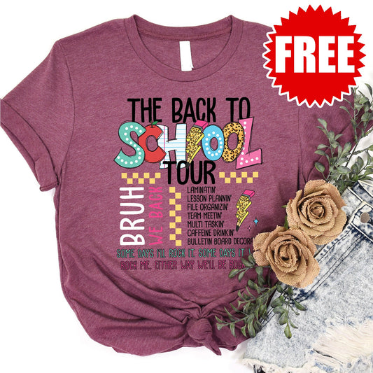 Back to School Tour Tee - Heather Burgundy - 0