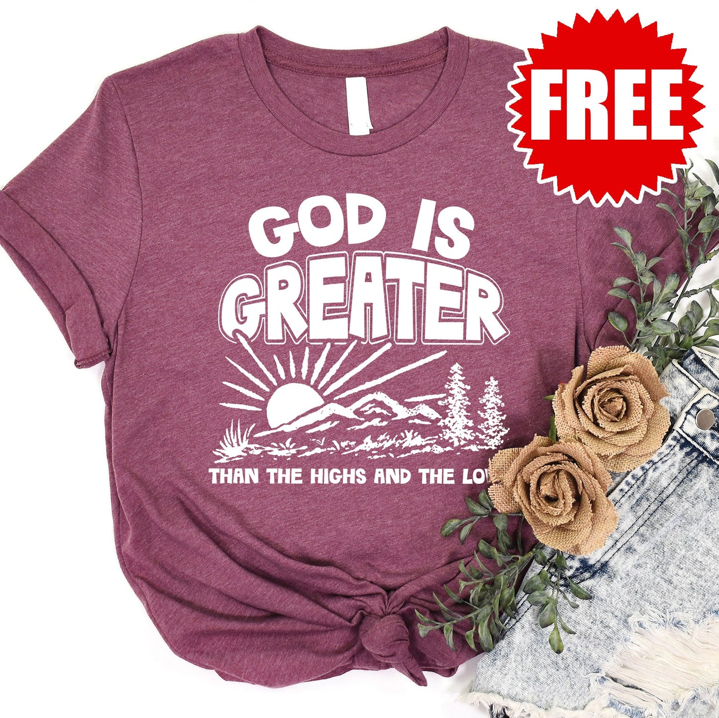 Highs and Lows Tee - Heather Burgundy Style001